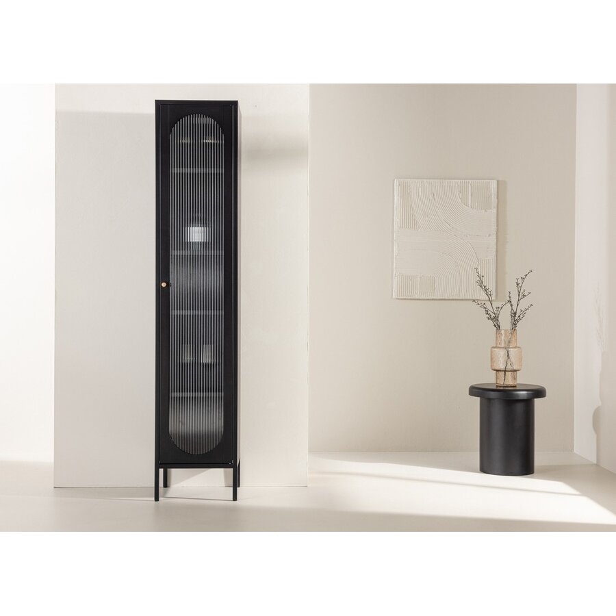 Cali Zwart Vitrinekast Slim H180 cm