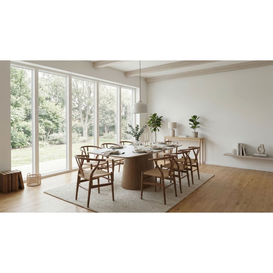 Bezel Marmer/Walnoot Eettafel Rechthoek 200x90 cm