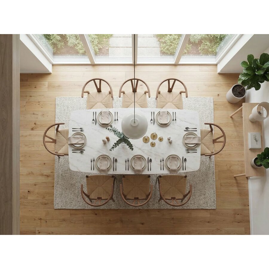 Bezel Marmer/Walnoot Eettafel Rechthoek 200x90 cm