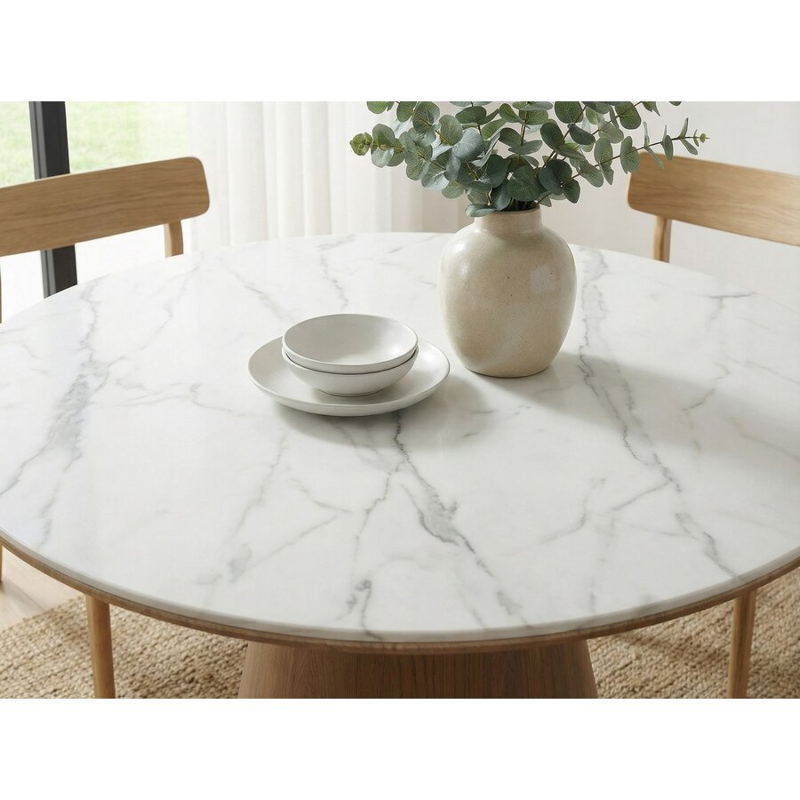 Bezel Marmer/Walnoot Eettafel Rond Ø120 cm