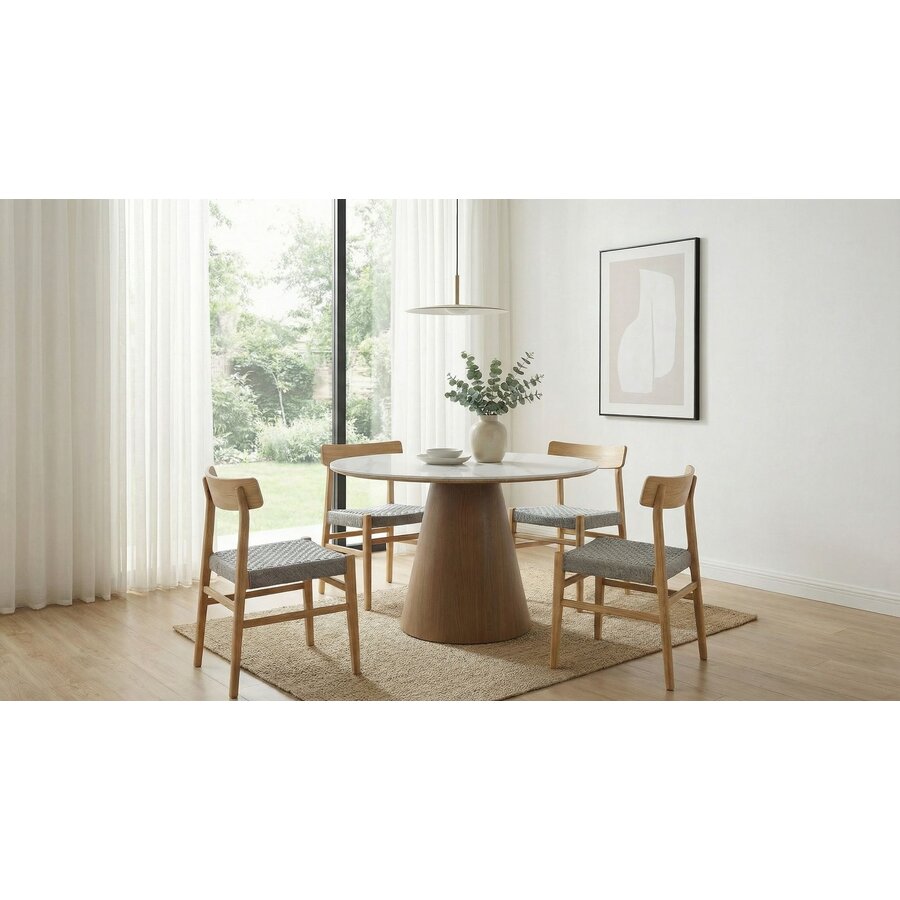 Bezel Marmer/Walnoot Eettafel Rond Ø120 cm