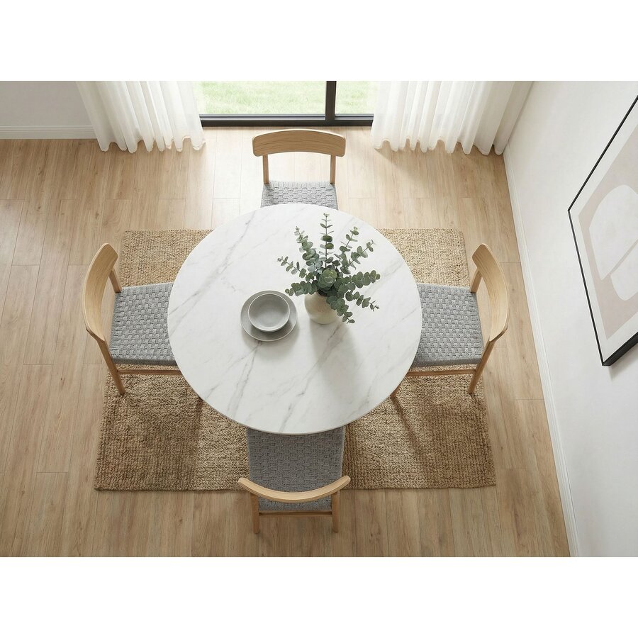 Bezel Marmer/Walnoot Eettafel Rond Ø120 cm