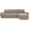 Norum Mocha Slaapbank met Chaise Longue Gebogen Armleuningen