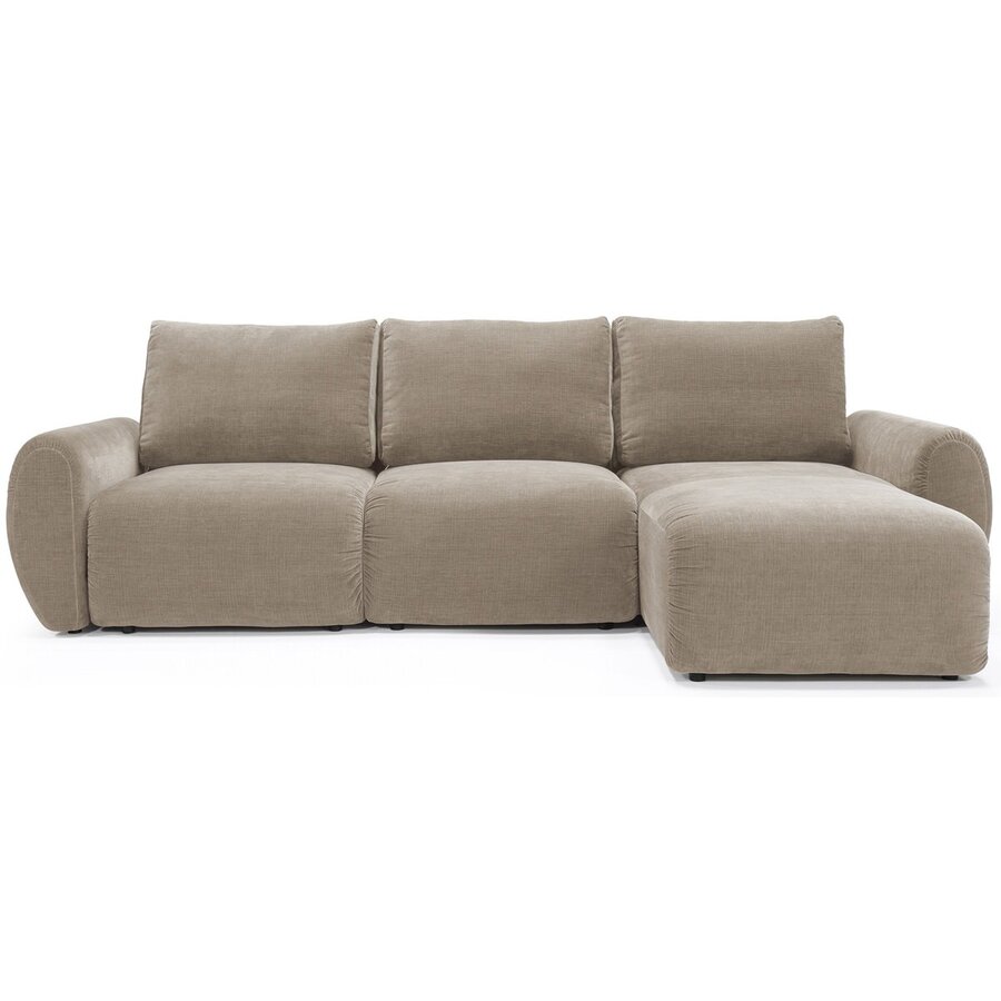Norum Mocha Slaapbank met Chaise Longue Gebogen Armleuningen