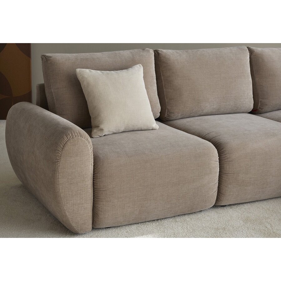 Norum Mocha Slaapbank met Chaise Longue Gebogen Armleuningen