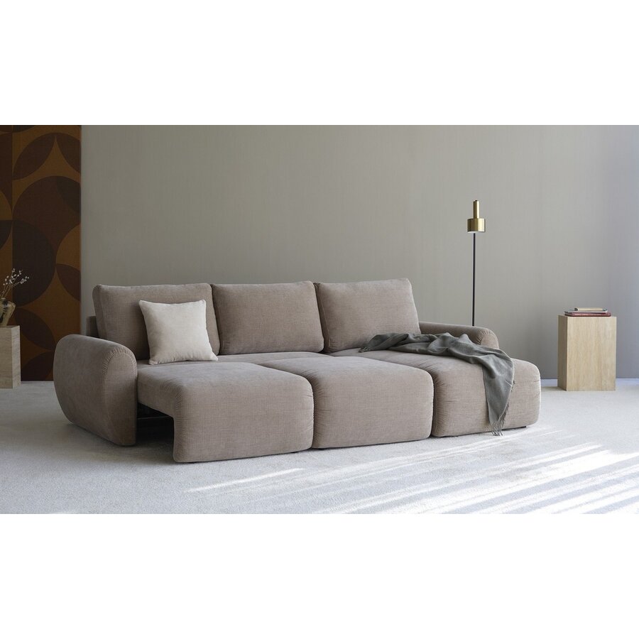 Norum Mocha Slaapbank met Chaise Longue Gebogen Armleuningen