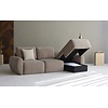 Norum Mocha Slaapbank met Chaise Longue Gebogen Armleuningen