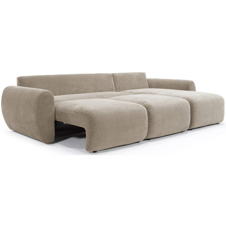 Norum Mocha Slaapbank met Chaise Longue Gebogen Armleuningen