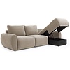 Norum Mocha Slaapbank met Chaise Longue Gebogen Armleuningen