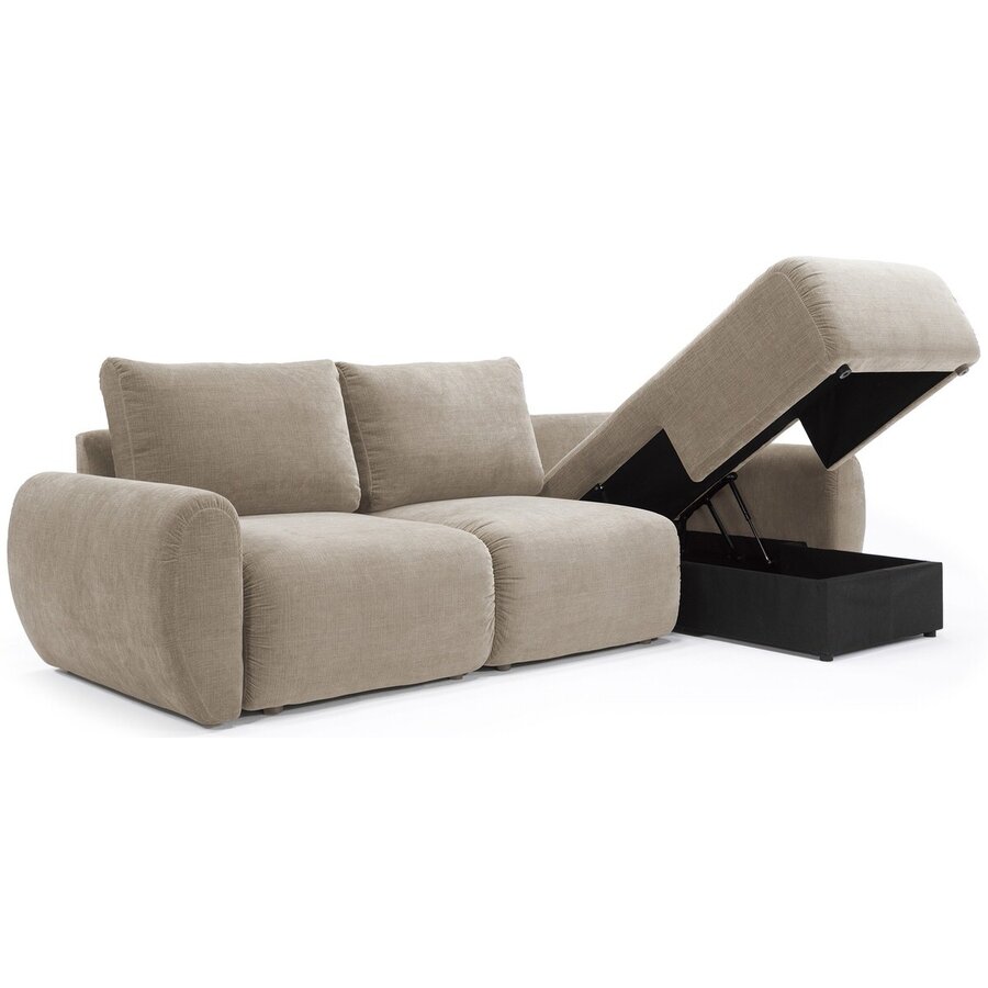 Norum Mocha Slaapbank met Chaise Longue Gebogen Armleuningen