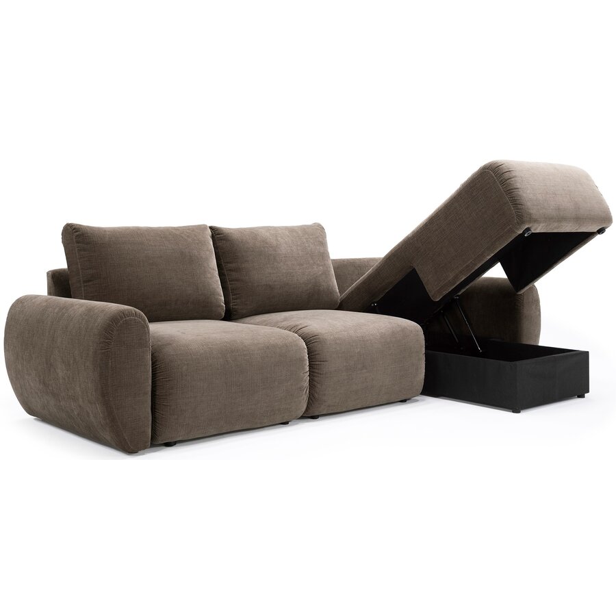 Norum Cederbruin Slaapbank met Chaise Longue Gebogen Armleuningen
