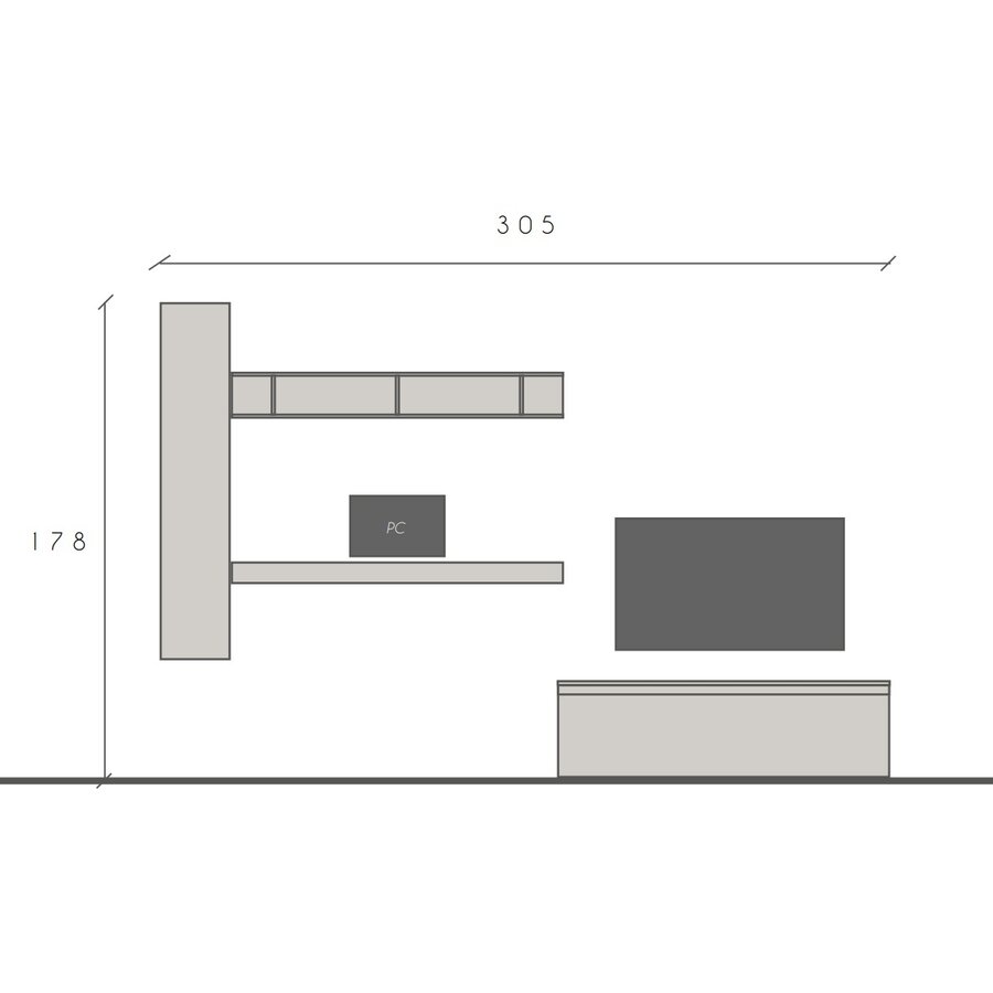 Infinity 2.0 Argilla/Eiken Werkkamer Set 269 Infinity 2.0 Argilla/Eiken Werkkamer Set 269