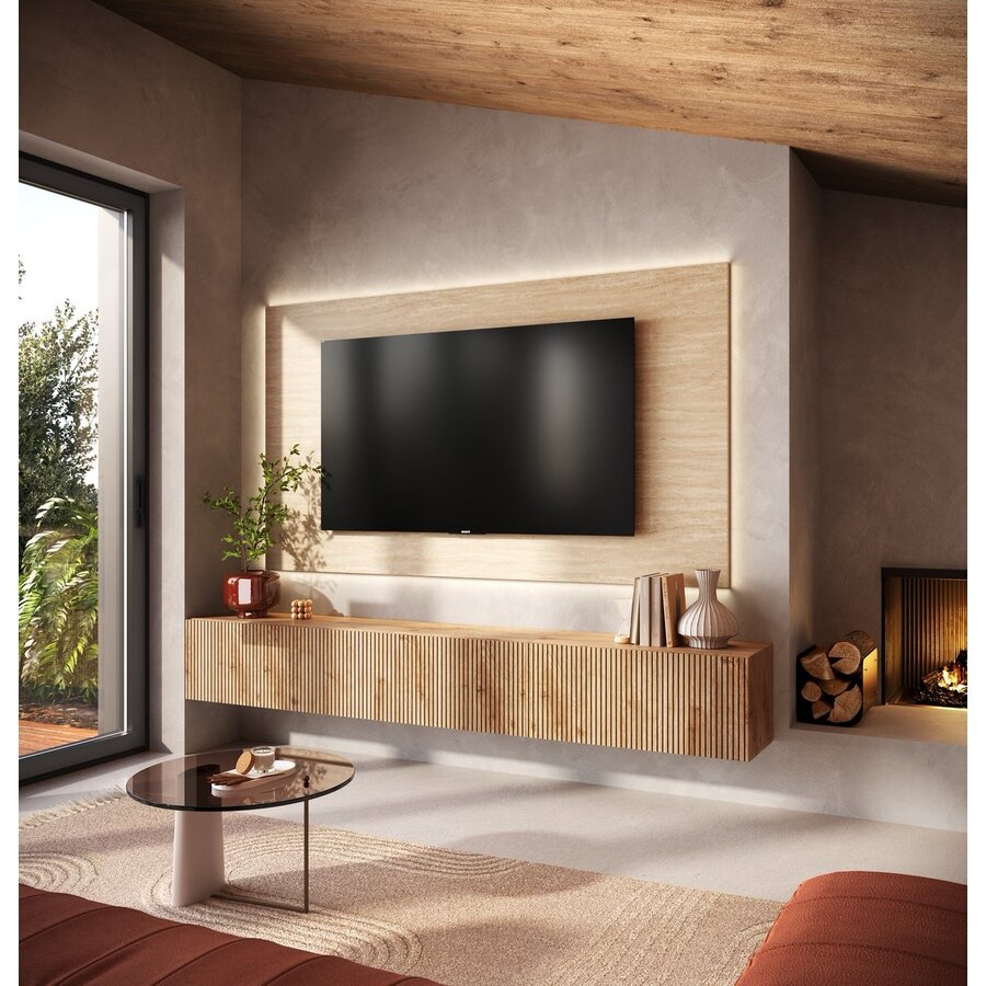 Infinity 2.0 Travertin/Kadiz Eiken TV Meubel Set 280 Infinity 2.0 Travertin/Kadiz Eiken TV Meubel Set 280
