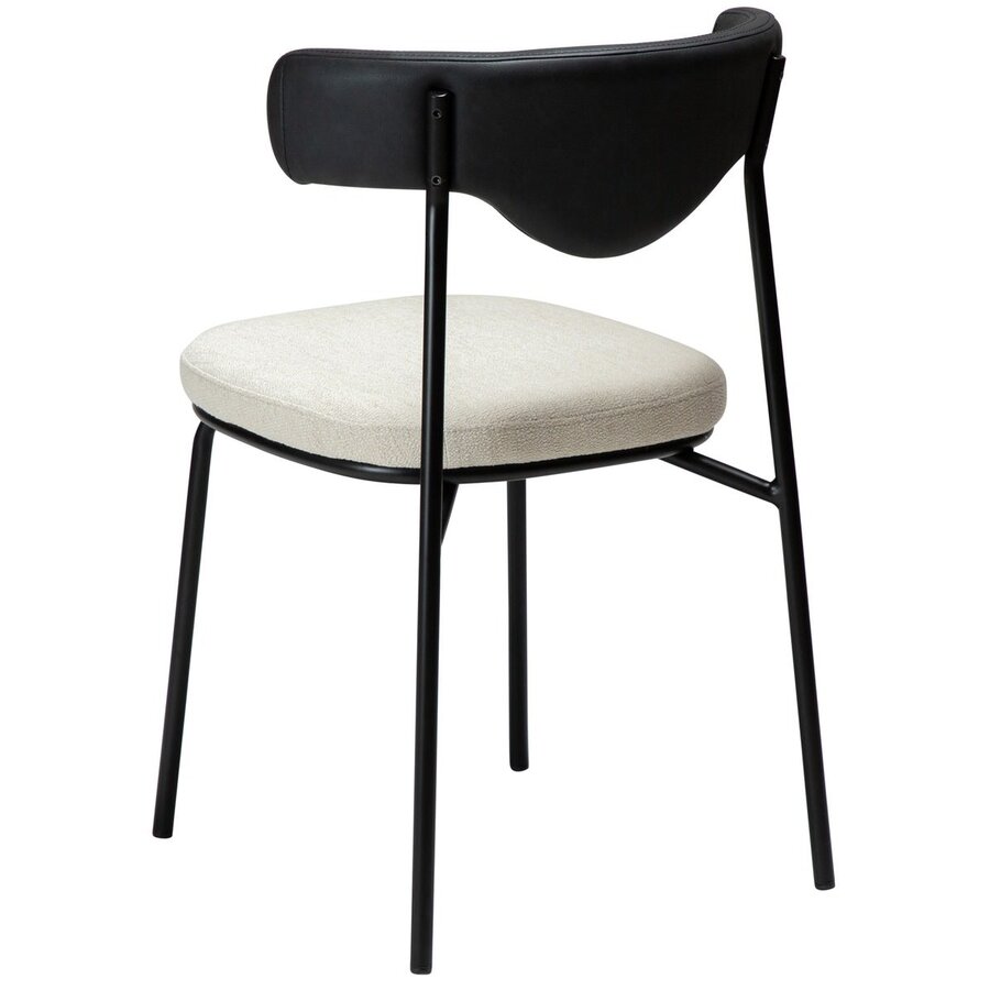 Lobe Eetkamerstoel Beige Bouclé / Zwart Kunstleer
