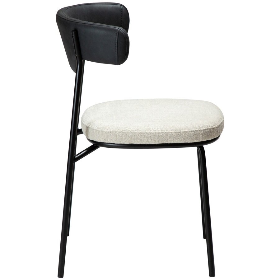Lobe Eetkamerstoel Beige Bouclé / Zwart Kunstleer