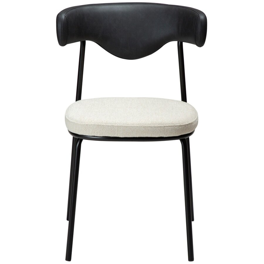 Lobe Eetkamerstoel Beige Bouclé / Zwart Kunstleer