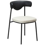 Dan Form Lobe Eetkamerstoel Beige Bouclé / Zwart Kunstleer