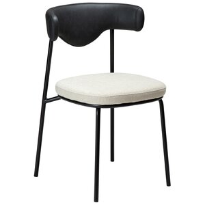 Dan Form Lobe Eetkamerstoel Beige Bouclé / Zwart Kunstleer