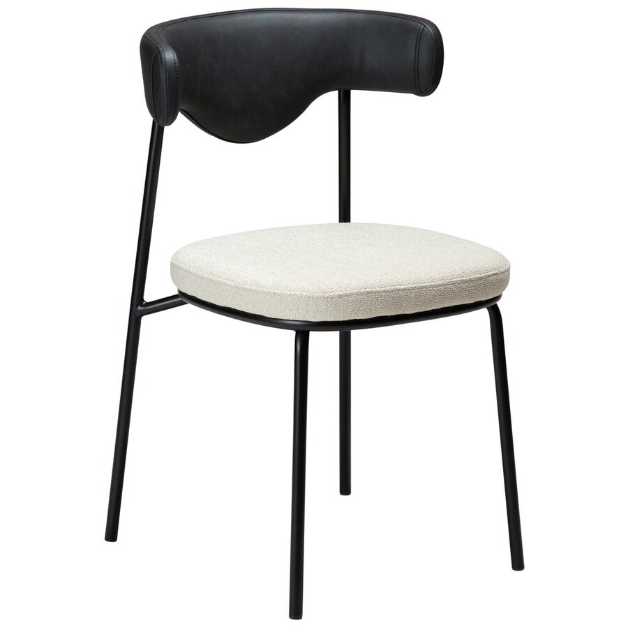 Lobe Eetkamerstoel Beige Bouclé / Zwart Kunstleer