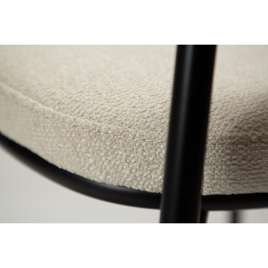 Lobe Eetkamerstoel Beige Bouclé / Zwart Kunstleer