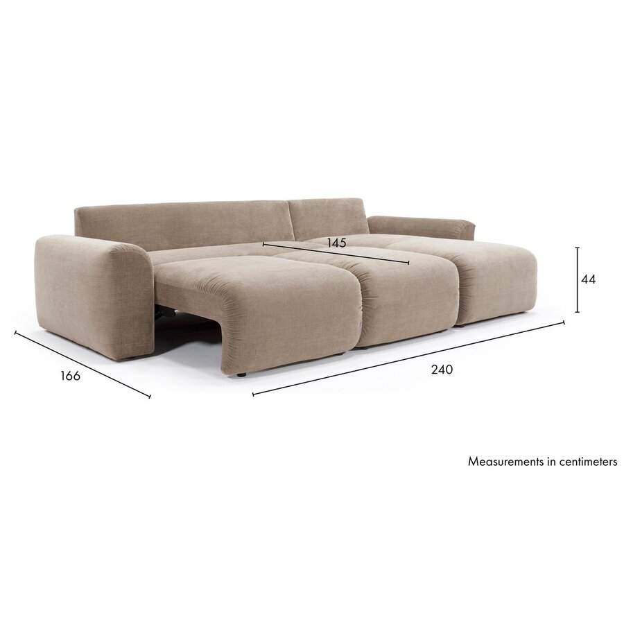 Norum Cederbruin Slaapbank met Chaise Longue Chunky Armleuningen