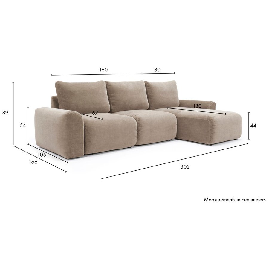 Norum Cederbruin Slaapbank met Chaise Longue Chunky Armleuningen