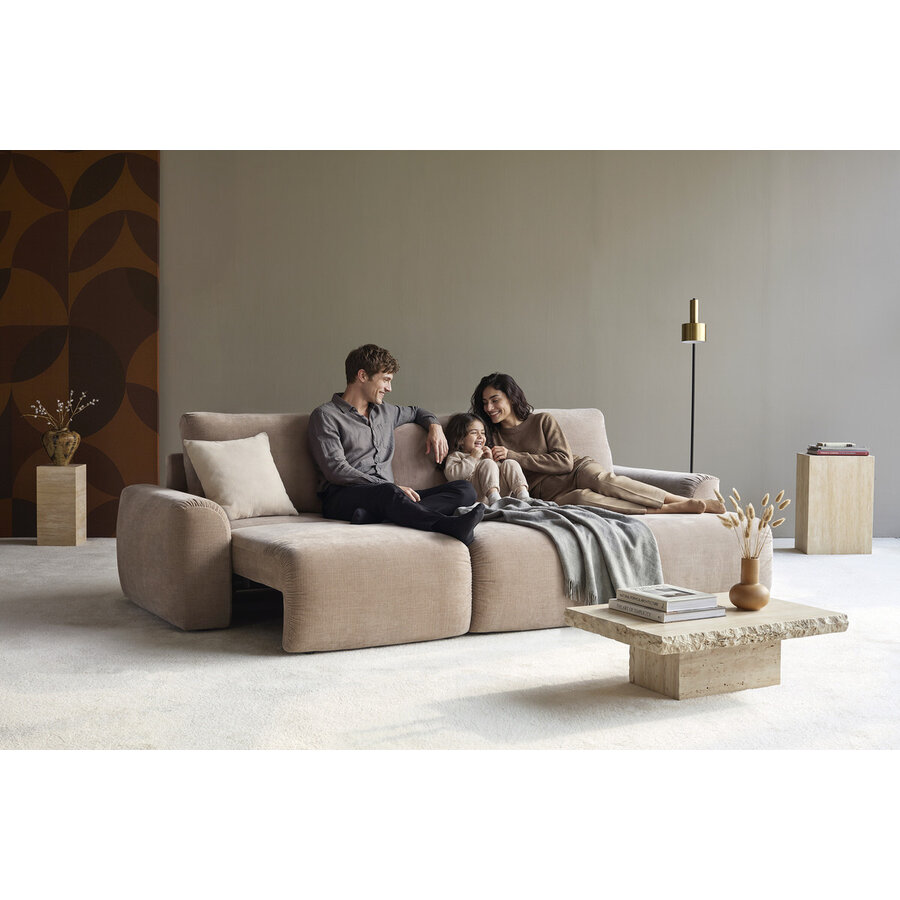 Norum Mocha Slaapbank met Chaise Longue Chunky Armleuningen