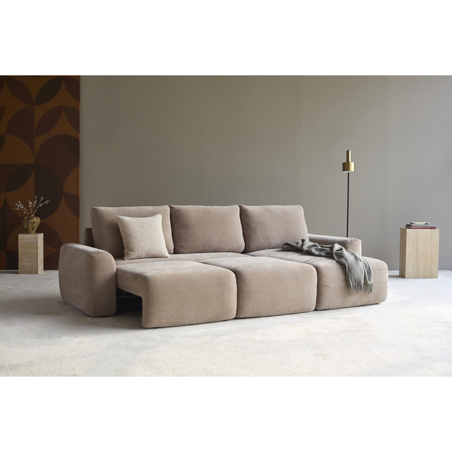 Norum Mocha Slaapbank met Chaise Longue Chunky Armleuningen