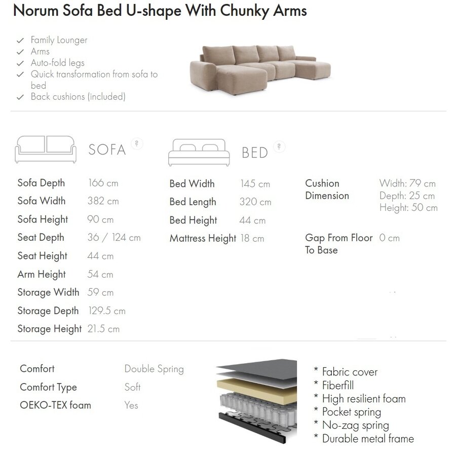 Norum Cederbruin U-Vorm Slaapbank Chunky Armleuningen Norum Cederbruin U-Vorm Slaapbank Chunky Armleuningen