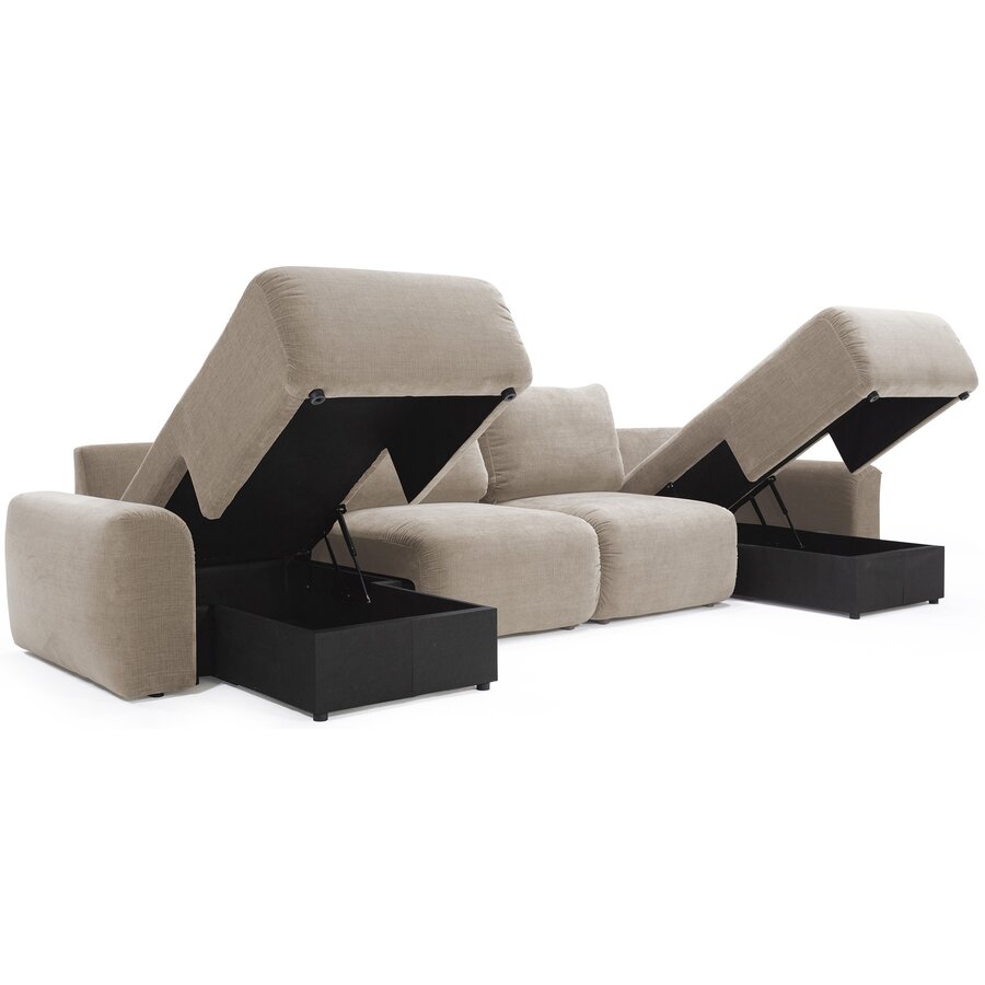 Norum Mocha U-Vorm Slaapbank Chunky Armleuningen Norum Mocha U-Vorm Slaapbank Chunky Armleuningen