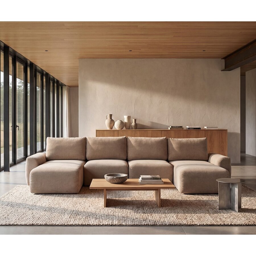 Norum Mocha U-Vorm Slaapbank Chunky Armleuningen Norum Mocha U-Vorm Slaapbank Chunky Armleuningen
