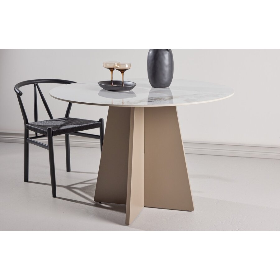 Bootcut Marmerlook/Beige Eettafel Rond Ø110 cm Bootcut Marmerlook/Beige Eettafel Rond Ø110 cm