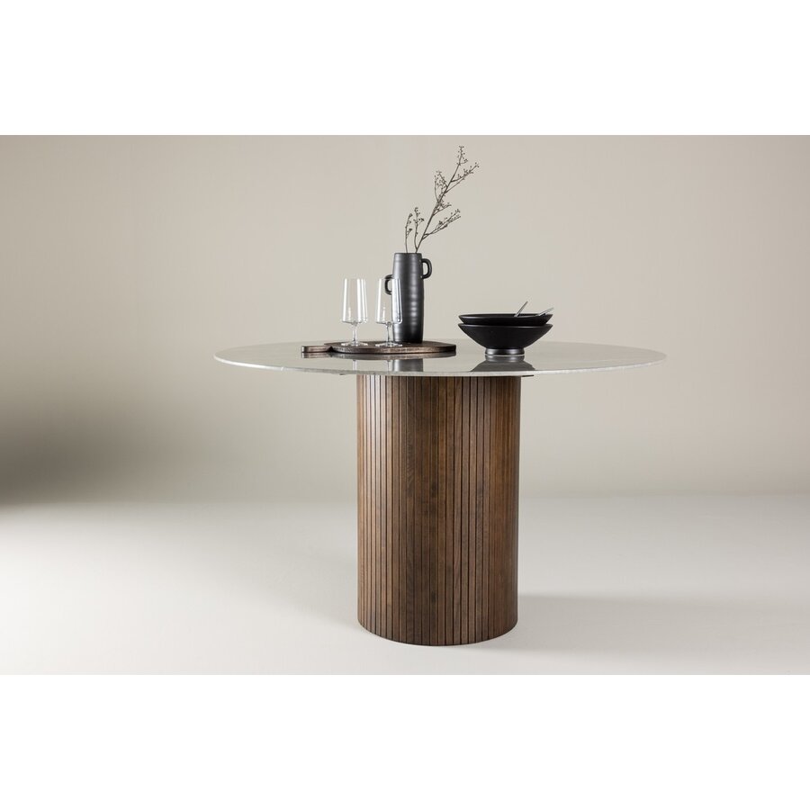 Austin Marmerlook/Glas Eettafel Rond Ø120 cm Austin Marmerlook/Glas Eettafel Rond Ø120 cm