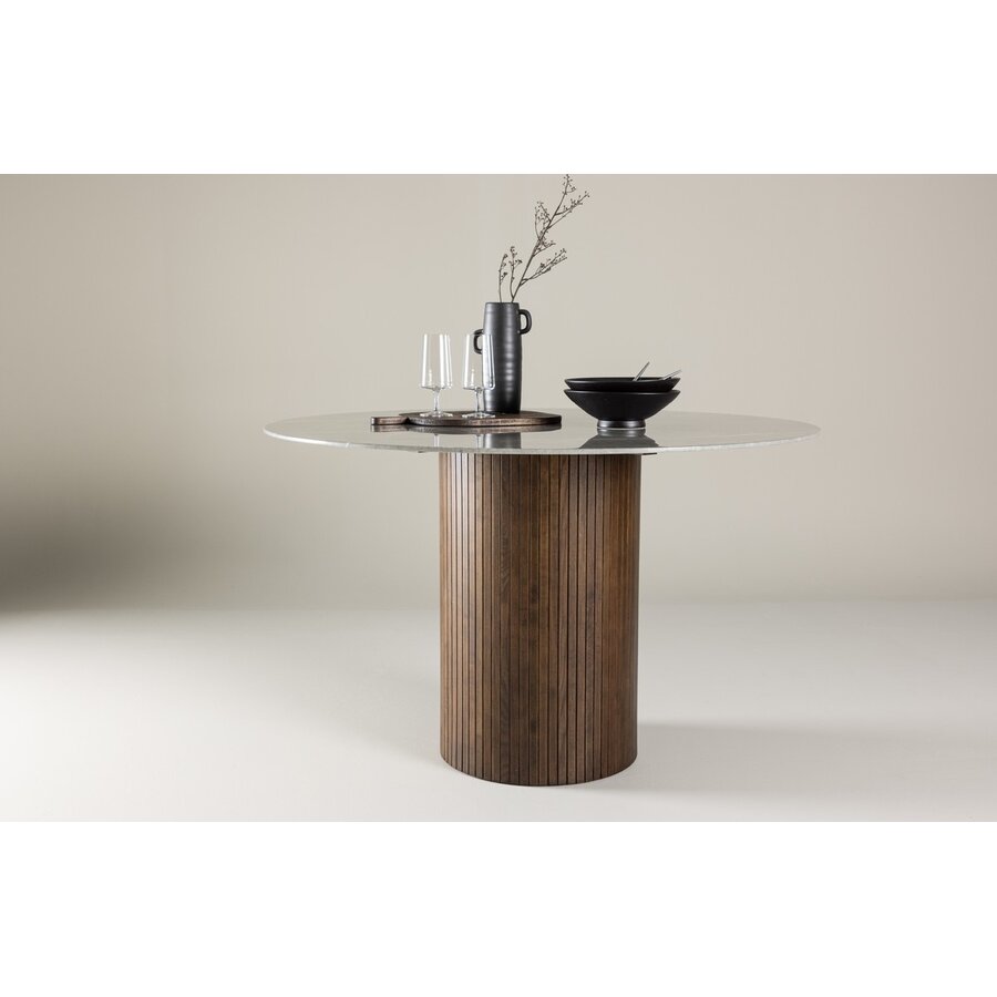 Austin Marmerlook/Glas Eettafel Rond Ø120 cm Austin Marmerlook/Glas Eettafel Rond Ø120 cm