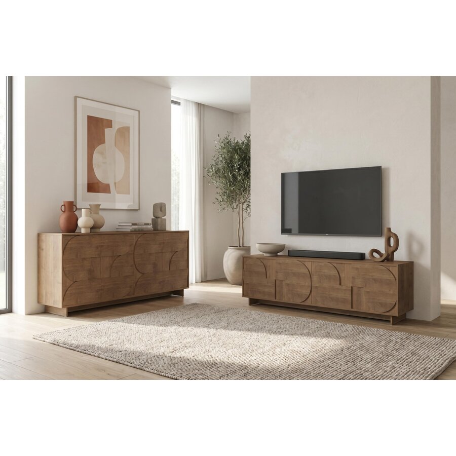 Zen Mercure Eiken TV Meubel met 4-Deuren