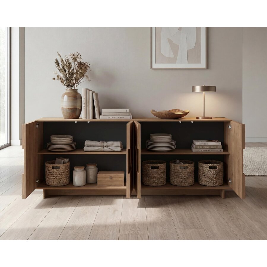 Zen Mercure Eiken Dressoir met 4-Deuren Zen Mercure Eiken Dressoir met 4-Deuren