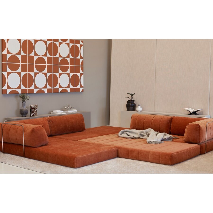 CozyPad Roest Oranje L-Vormige Hoekslaapbank CozyPad Roest Oranje L-Vormige Hoekslaapbank
