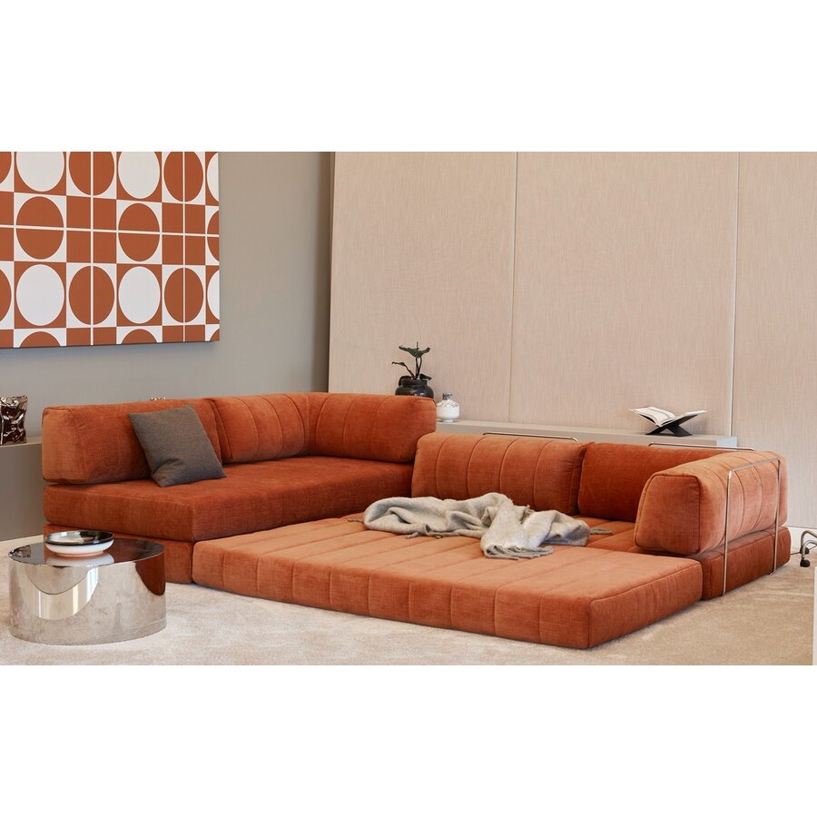 CozyPad Roest Oranje L-Vormige Hoekslaapbank CozyPad Roest Oranje L-Vormige Hoekslaapbank