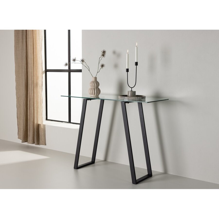 Horten Zwart/Glas Sidetable W100 cm Horten Zwart/Glas Sidetable W100 cm