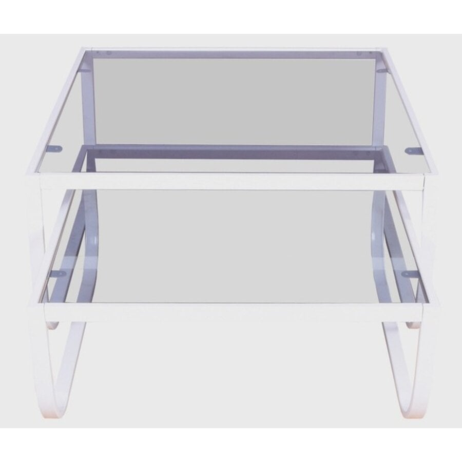 Rocker Wit/Gerookt Glas Salontafel Set Rocker Wit/Gerookt Glas Salontafel Set