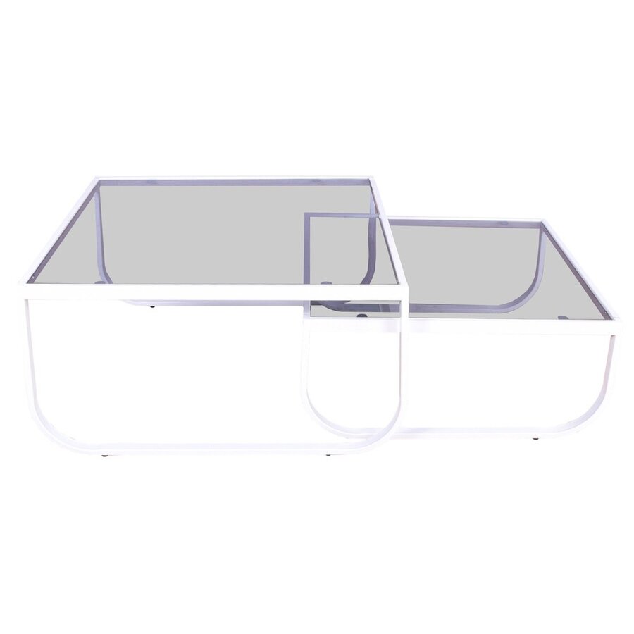 Rocker Wit/Gerookt Glas Salontafel Set Rocker Wit/Gerookt Glas Salontafel Set