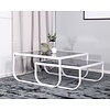 Rocker Wit/Gerookt Glas Salontafel Set Rocker Wit/Gerookt Glas Salontafel Set