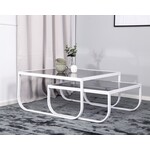 Hjem Interiors Rocker Wit/Gerookt Glas Salontafel Set Hjem Interiors Rocker Wit/Gerookt Glas Salontafel Set