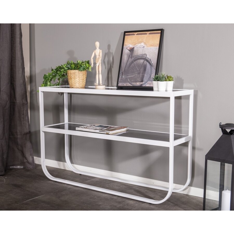Rocker Wit/Gerookt Glas Sidetable W110 cm Rocker Wit/Gerookt Glas Sidetable W110 cm