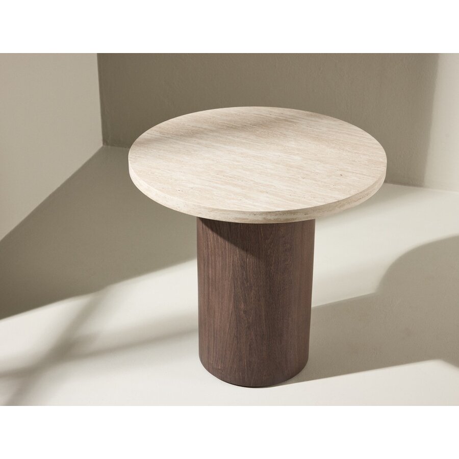Megg Travertijn/Mocha Bijzettafel Rond Ø50 cm Megg Travertijn/Mocha Bijzettafel Rond Ø50 cm