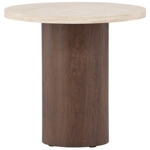 Hjem Interiors Megg Travertijn/Mocha Bijzettafel Rond Ø50 cm