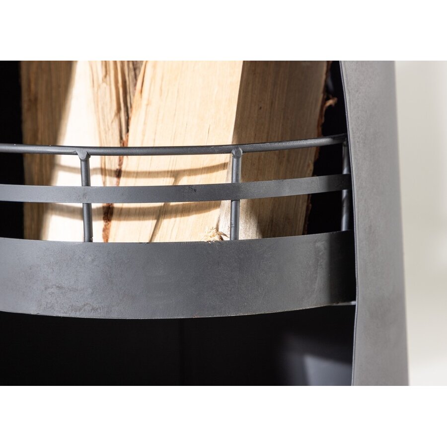 Bastian Terrashaard met Houtopslag Zwart H135 cm Bastian Terrashaard met Houtopslag Zwart H135 cm
