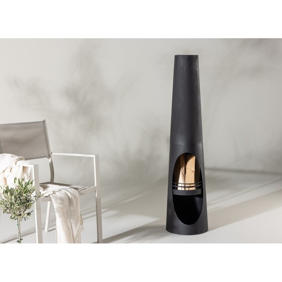 Bastian Terrashaard met Houtopslag Zwart H135 cm Bastian Terrashaard met Houtopslag Zwart H135 cm