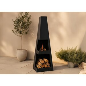 Hjem Interiors Bastian Terrashaard met Houtopslag Zwart H120 cm