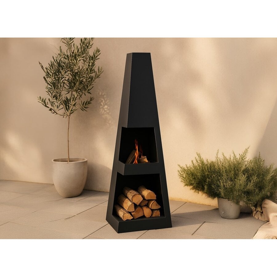 Bastian Terrashaard met Houtopslag Zwart H135 cm Bastian Terrashaard met Houtopslag Zwart H135 cm